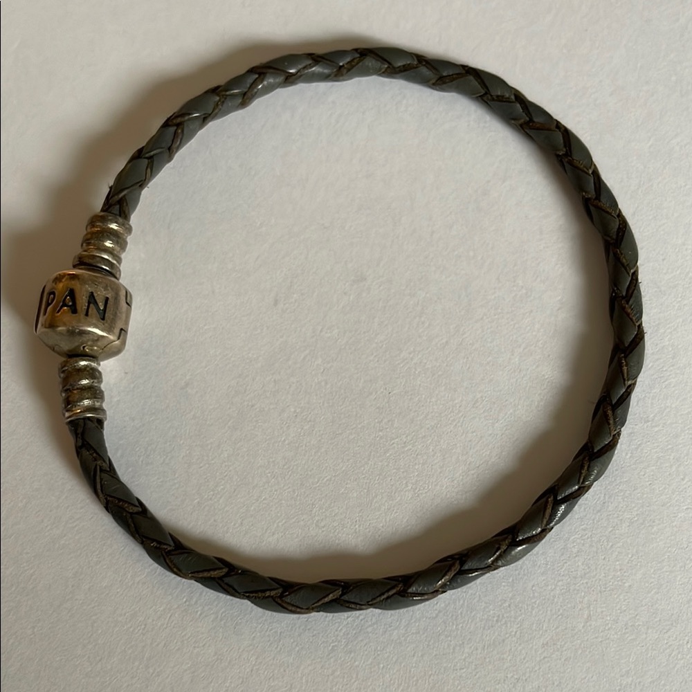 Braided Leather Bracelet with Silver Clasp